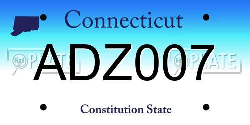 ADZ007 Connecticut License Plate