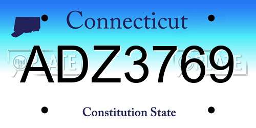 ADZ3769 Connecticut License Plate