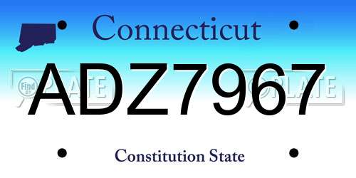 ADZ7967 Connecticut License Plate