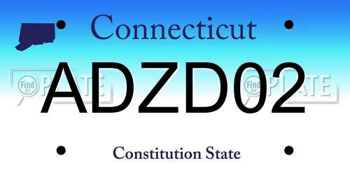 ADZD02 Connecticut License Plate