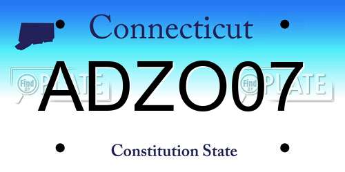 ADZO07 Connecticut License Plate