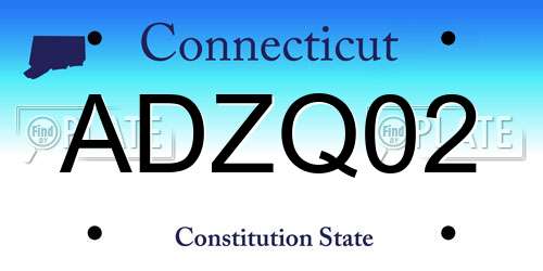 ADZQ02 Connecticut License Plate