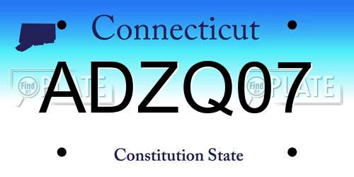 ADZQ07 Connecticut License Plate