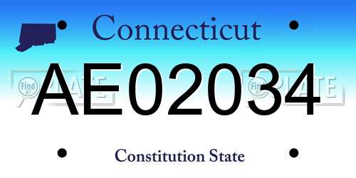 AE02034 Connecticut License Plate
