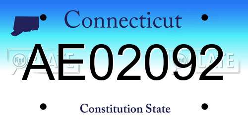 AE02092 Connecticut License Plate