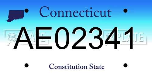 AE02341 Connecticut License Plate