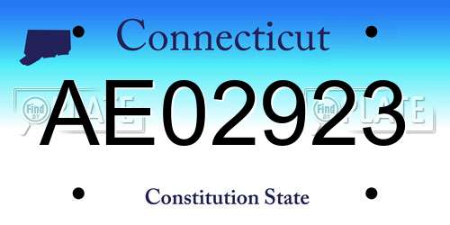 AE02923 Connecticut License Plate