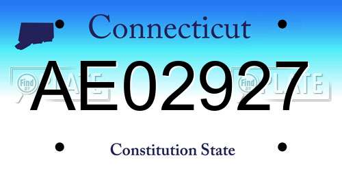 AE02927 Connecticut License Plate