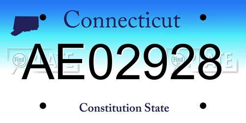AE02928 Connecticut License Plate