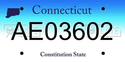 AE03602 Connecticut License Plate