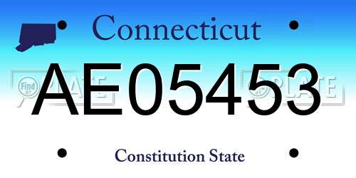 AE05453 Connecticut License Plate