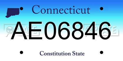 AE06846 Connecticut License Plate