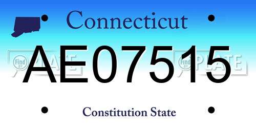 AE07515 Connecticut License Plate