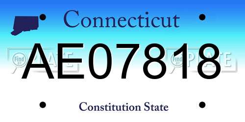 AE07818 Connecticut License Plate
