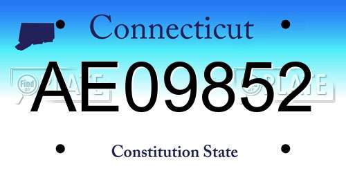 AE09852 Connecticut License Plate