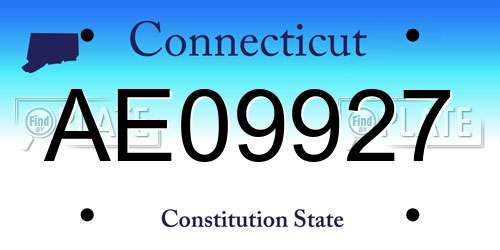 AE09927 Connecticut License Plate