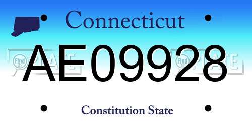 AE09928 Connecticut License Plate