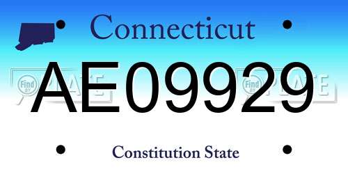 AE09929 Connecticut License Plate
