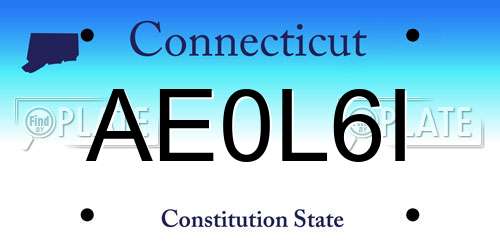 AE0L6I Connecticut License Plate