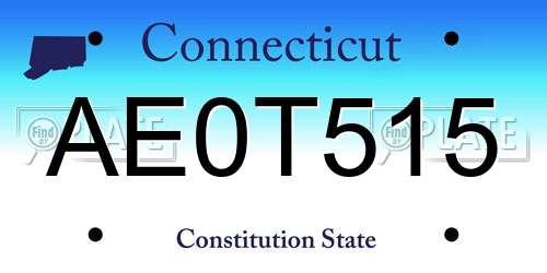 AE0T515 Connecticut License Plate