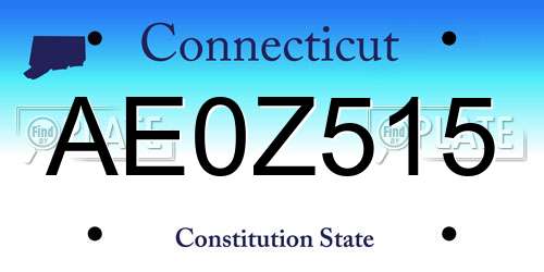 AE0Z515 Connecticut License Plate