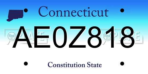 AE0Z818 Connecticut License Plate