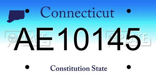 AE10145 Connecticut License Plate