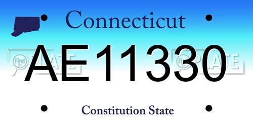 AE11330 Connecticut License Plate