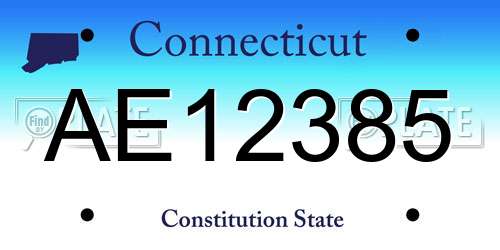 AE12385 Connecticut License Plate