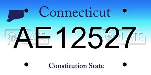 AE12527 Connecticut License Plate