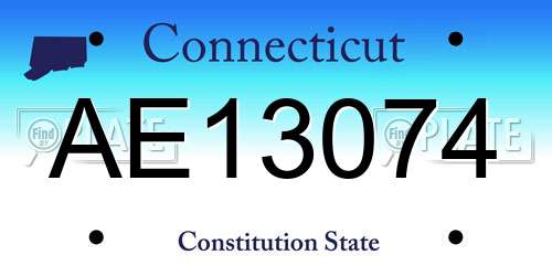 AE13074 Connecticut License Plate