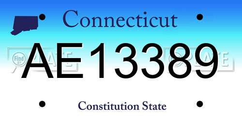 AE13389 Connecticut License Plate
