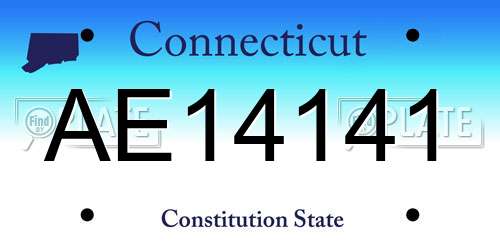 AE14141 Connecticut License Plate