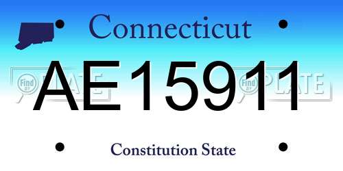 AE15911 Connecticut License Plate