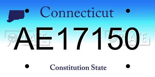 AE17150 Connecticut License Plate