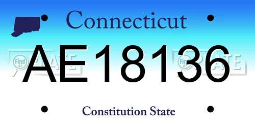 AE18136 Connecticut License Plate