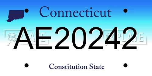 AE20242 Connecticut License Plate