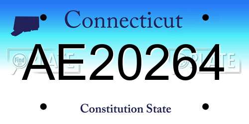 AE20264 Connecticut License Plate