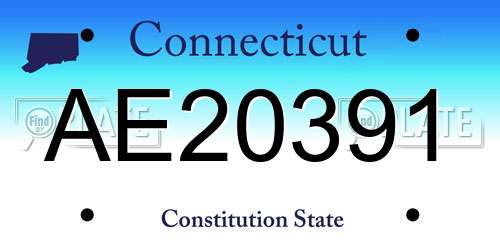 AE20391 Connecticut License Plate