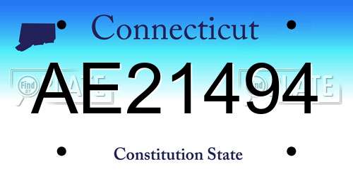AE21494 Connecticut License Plate
