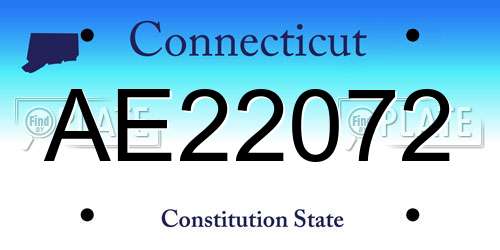 AE22072 Connecticut License Plate