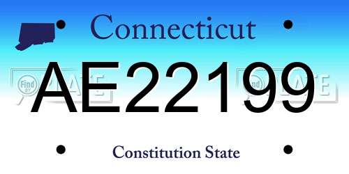 AE22199 Connecticut License Plate