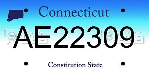 AE22309 Connecticut License Plate