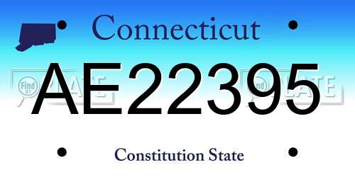 AE22395 Connecticut License Plate
