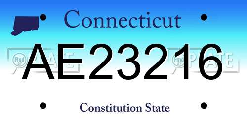 AE23216 Connecticut License Plate