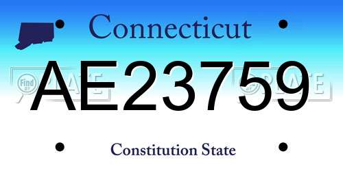 AE23759 Connecticut License Plate