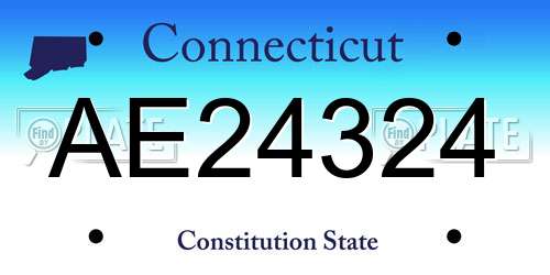 AE24324 Connecticut License Plate