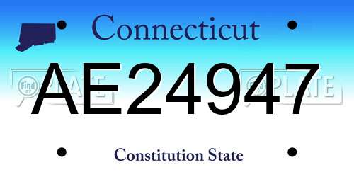 AE24947 Connecticut License Plate