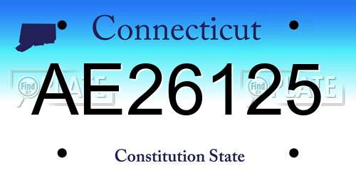 AE26125 Connecticut License Plate
