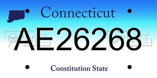 AE26268 Connecticut License Plate